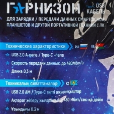 Кабель USB Гарнизон GCC-USB2-AMCM-0.3M, USB2.0 AM/USB3.1 Type-C, 0.3м, пакет