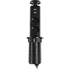 Сетевой разветвитель Premier 3R USB 1.8м (3 розетки) черный (коробка)