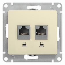 Механизм розетки комп. 2-м Glossa RJ45+RJ45 кат. 5е беж. SchE GSL000285KK
