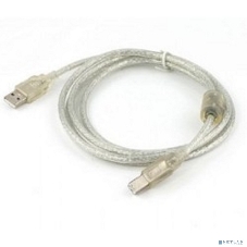 Кабель Cablexpert USB2.0 Pro, AM/BM, 2м, экран, 2 феррит.кольца, прозрачный (CCF-USB2-AMBM-TR-2M)
