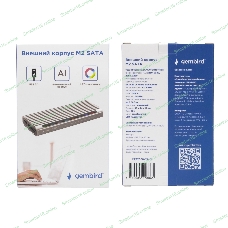 Внешний корпус Gembird EEM2-SATA-3 USB 3.1 для M2 SATA порт Type-С, RGb подсветка, металл, серебристый