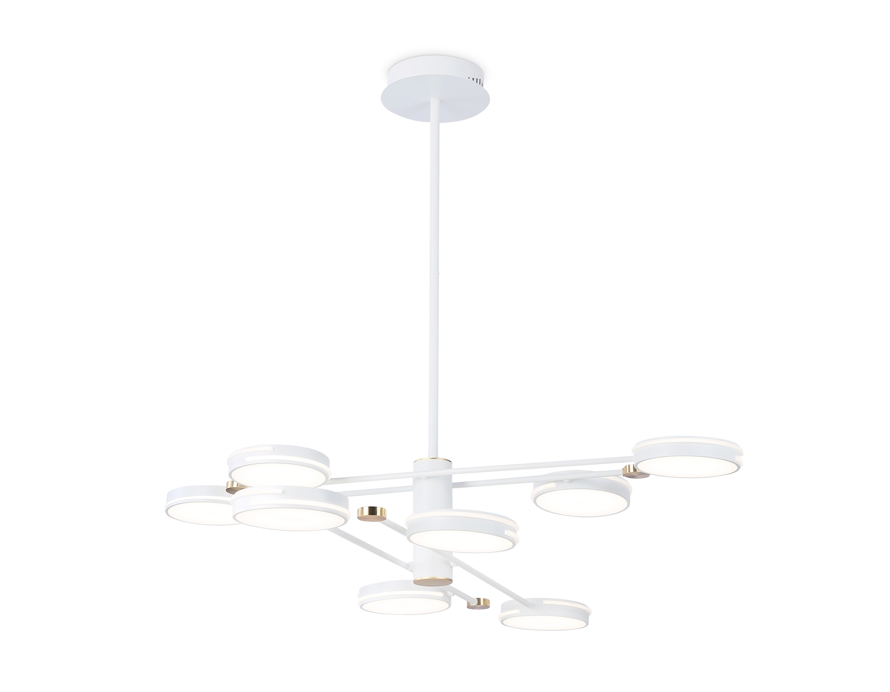 Подвесной светодиодный светильник Ambrella light FL51642/8 WH/GD белый/золото 3000K/4200K/6400K 67W D1000*850 (Без ПДУ)