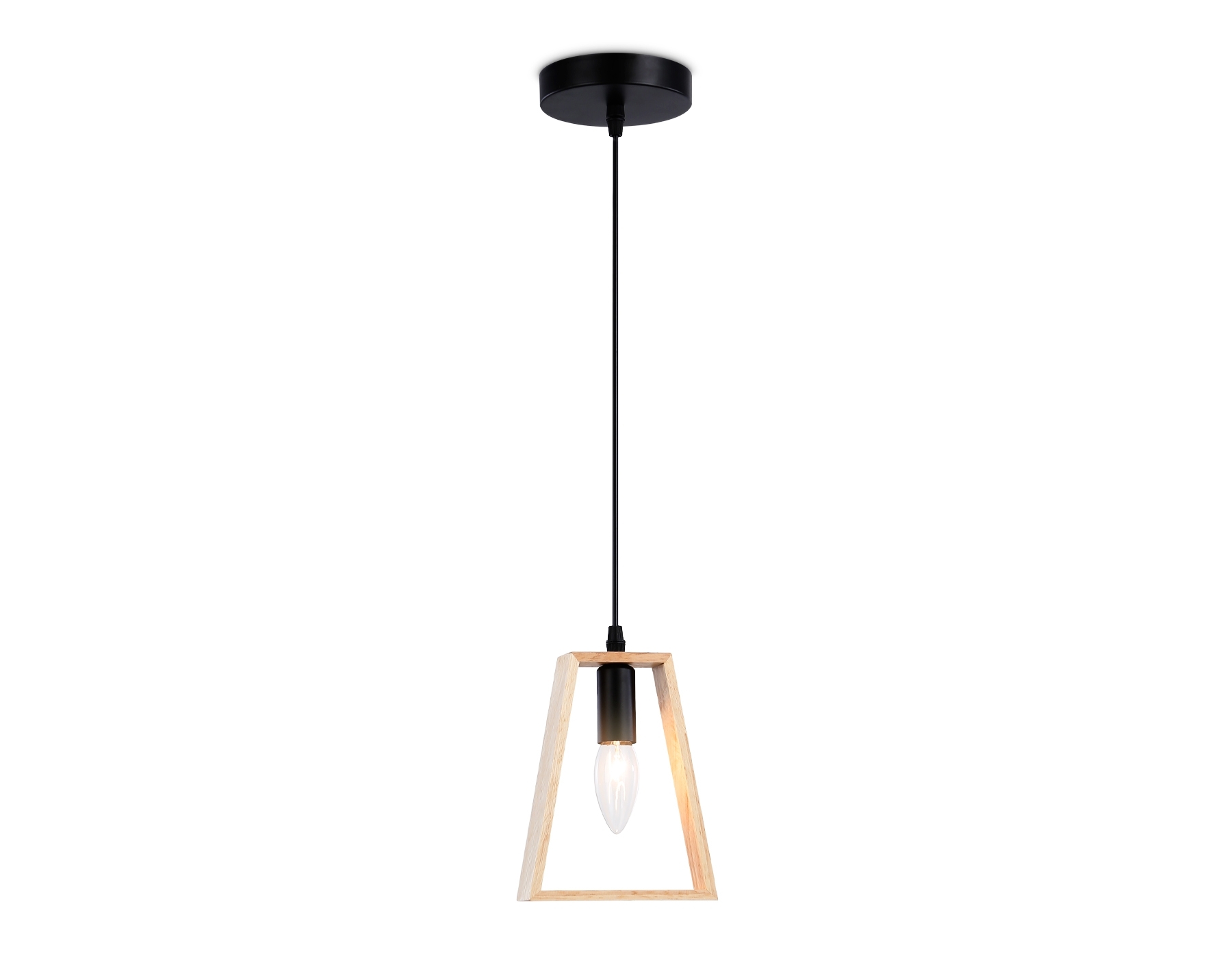 Светильник Ambrella light TR80497 BK/LW черный/светлое дерево E14 max 60W D150*1000