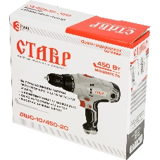 Дрель-шуруповерт СТАВР ДШС-10/450-2С, 450 Вт, 24 Нм, щеточный