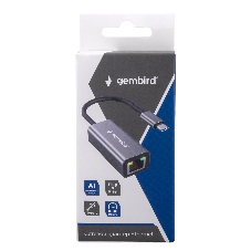 Сетевой адаптер Ethernet Gembird NIC-U8, Type-C USB 3.0 - Gigabit Ethernet adapter, алюминий, RTL8153
