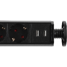 Сетевой разветвитель Premier 3R USB 1.8м (3 розетки) черный (коробка)