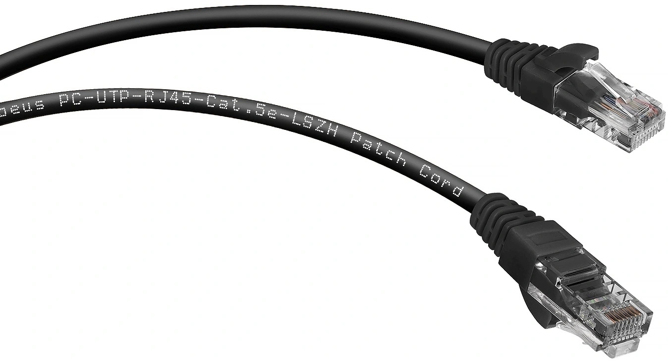 Патч-корд Cabeus PC-UTP-RJ45-Cat.5e-1.5m-BK-LSZH кат. 5е, неэкр., U/UTP, RJ45/RJ45, LSZH, AWG24, 1.5м, черный