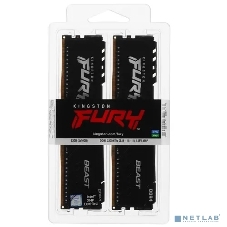 Оперативная память Kingston Fury Beast, DDR4, 32GB (2x16GB), 3200MHz, CL16, DIMM, с радиатором, черный