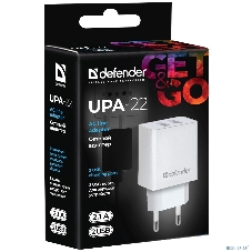 Сетевой адаптер Defender 2xUSB, 2.1А, белый (UPA-22)