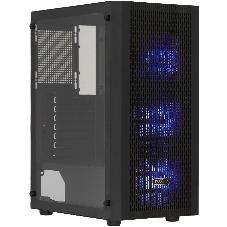 Корпус без блока питания PCCOOLER MA100 MESH BK, Mesh Mid Tower, черный, TG, 0.4 SPCC, 3x120мм ARGb ATX, mATX, mITX 160/310/180мм 2x2.5