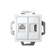 Розетка двойная ATLASDESIGN HDMI+RJ45, кат.5Е, механизм, БЕЛЫЙ