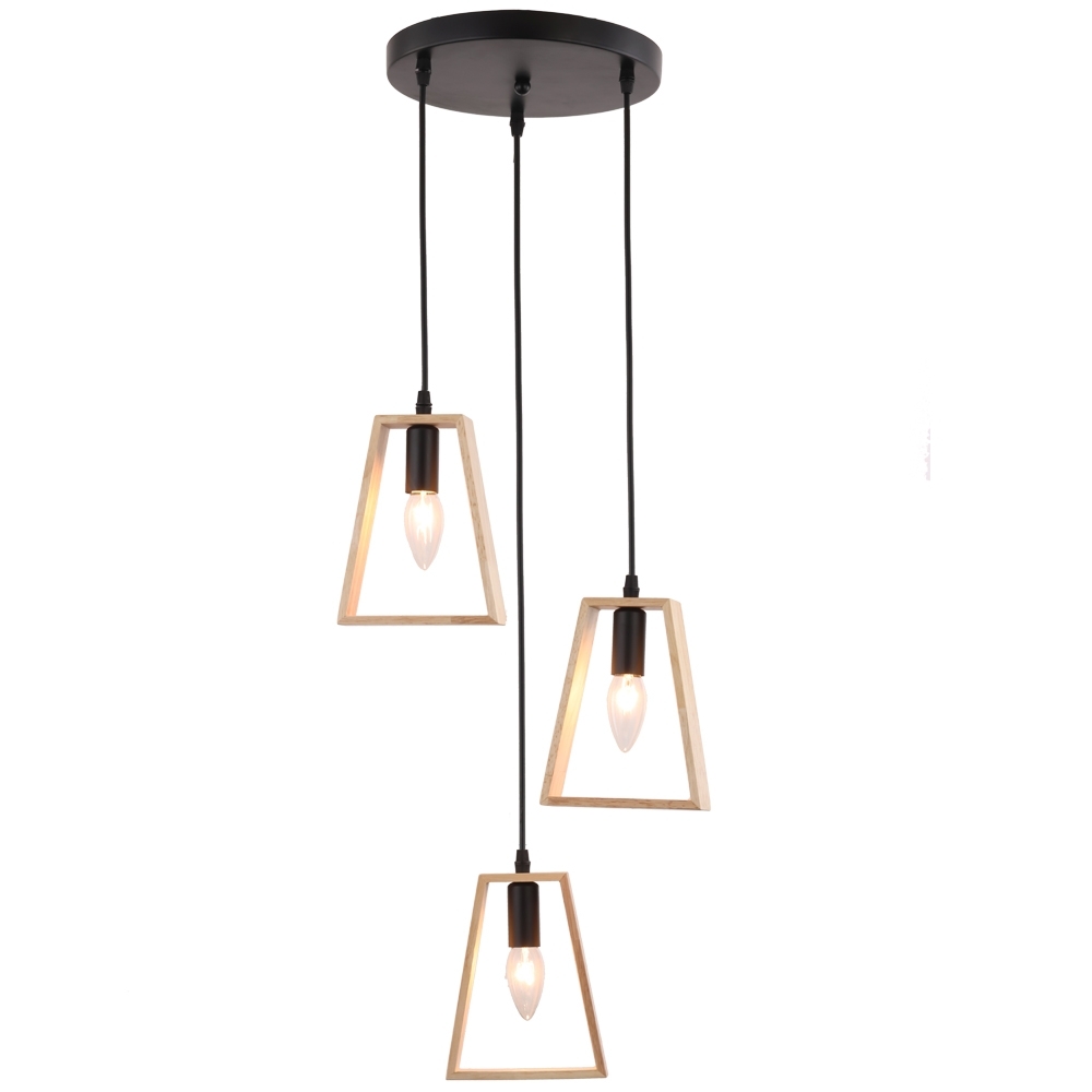 Светильник Ambrella light TR80499/3 BK/LW черный/светлое дерево E14/3 max 60W D350*1000