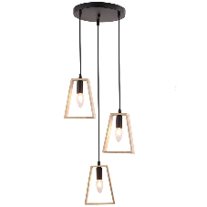Светильник Ambrella light TR80499/3 BK/LW черный/светлое дерево E14/3 max 60W D350*1000