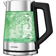 Чайник электрический Hyundai HYK-G4402 1.7 л, 2200 Вт, черный/серебристый корпус: стекло