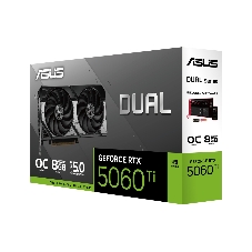 Видеокарта ASUS GeForce RTX 5060 Ti 8G DUAL OC Edition, NVIDIA RTX 5060 Ti, 8 ГБ GDDR7, 128 бит, PCI-e 5.0, 1xHDMI, 3xDP, 2632 МГц