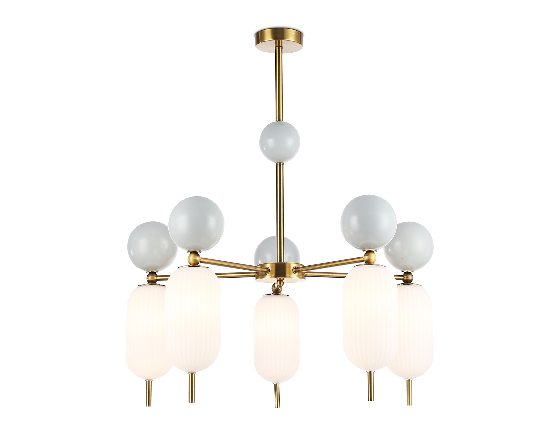 Светильник Ambrella light LH53104/5 BS/GR/FR латунь/серый/белый матовый G9*5 max 28W D650*750