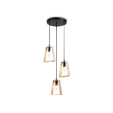 Светильник Ambrella light TR80499/3 BK/LW черный/светлое дерево E14/3 max 60W D350*1000