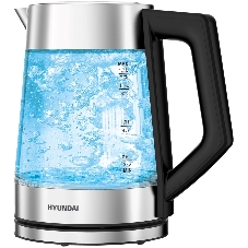 Чайник электрический Hyundai HYK-G4402 1.7 л, 2200 Вт, черный/серебристый корпус: стекло