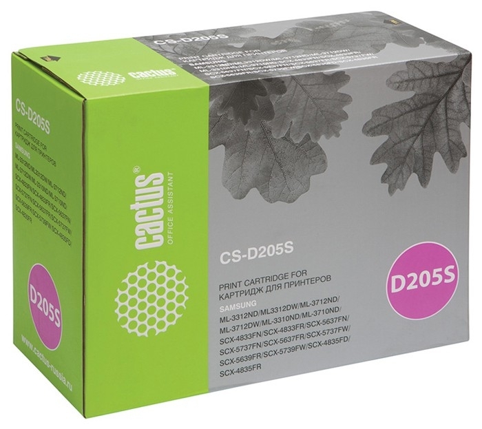 Картридж лазерный Cactus CS-D205S черный (2000 стр.) для SAMSUNG ML-3310D/3310ND/3710D/3710ND/SCX-4833FD/4833FR/5637FR