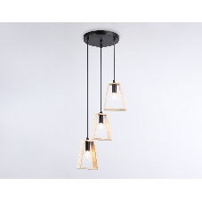 Светильник Ambrella light TR80499/3 BK/LW черный/светлое дерево E14/3 max 60W D350*1000