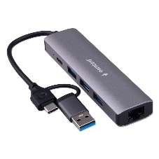 Док-станция Gembird UHB-D7, USB Type-C + USB, 3хUSB3.1, Type-C, RJ45, USB