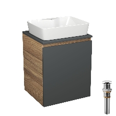 Тумба Bau Dream Blackwood 50 графит, раковина BAU Cerama 48х37 белая, выпуск клик клак белый