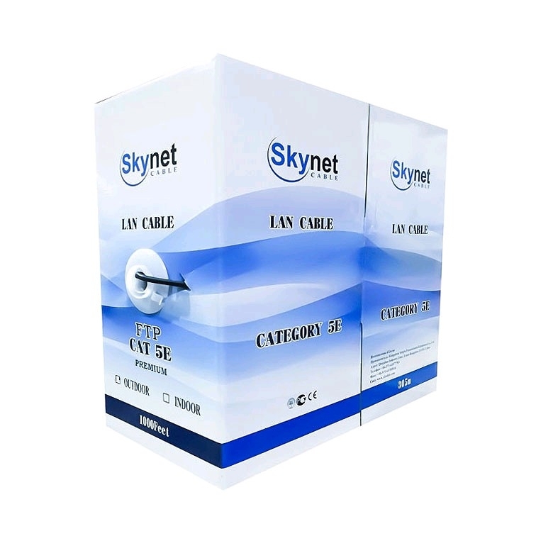 Кабель SkyNet Premium FTP indoor 2x2x0,51, медный, FLUKE TEST, кат.5e, однож., 305 м, box, серый