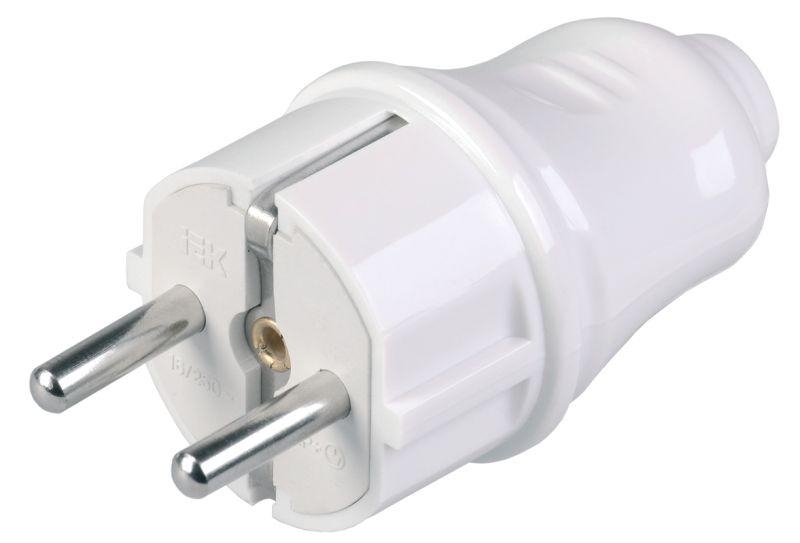 Вилка IEK EVP10-16-01-K01 ВПп10-01-Ст разборная прямая с з/к 16А белая