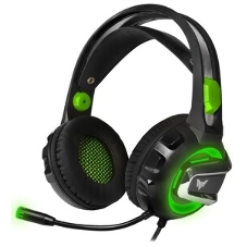 Гарнитура Crown CMGH-3002 чёрный/зелёный, проводная, подсветка
