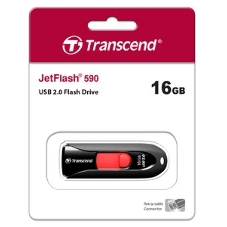 Флешка USB Transcend JetFlash 590 (TS16GJF590K), 16Gb, USB 2.0, R/W 15/5 черный/красный