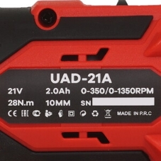Дрель-шуруповерт Edon AD-21A, 21 В, 2 Ач, 30 Нм, щеточный