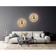 Настенный светильник Ambrella light LH72643 BR/WH латунь/бежевый 6W 3000K D300*100