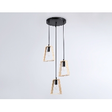 Светильник Ambrella light TR80499/3 BK/LW черный/светлое дерево E14/3 max 60W D350*1000