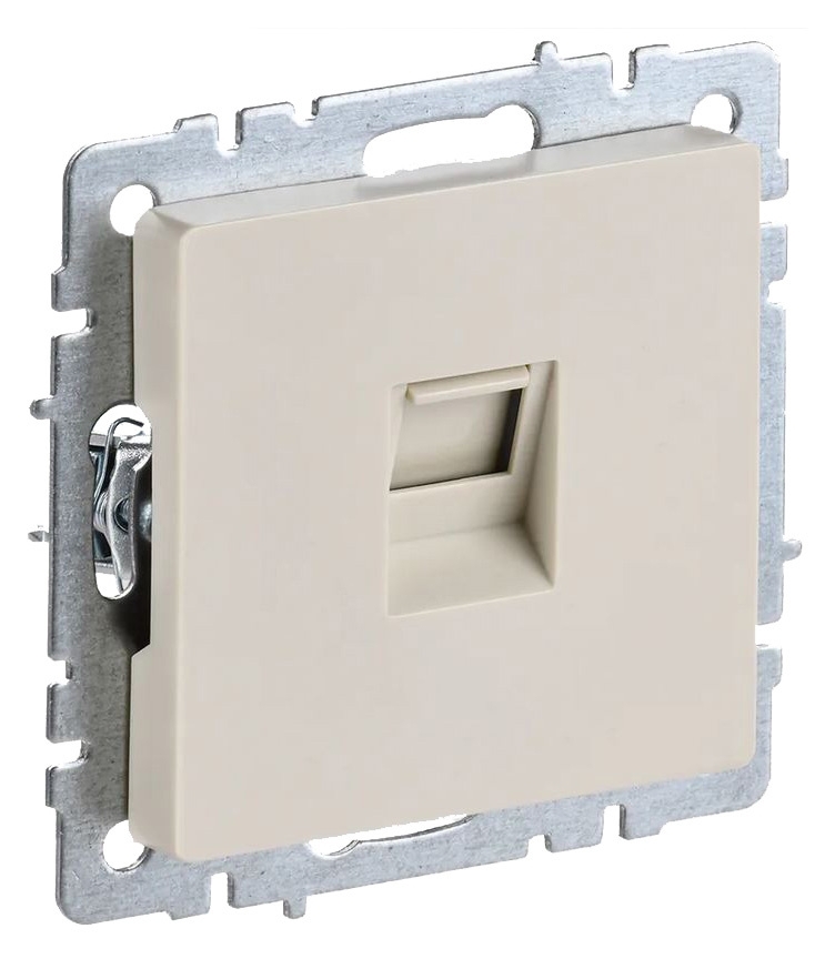 Розетка компьютерная СП RJ45 кат.5E BRITE РК10-БрКр беж. IEK BR-K10-1-K10