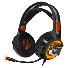 Гарнитура Crown CMGH-3003 чёрный/оранжевый, проводная, подсветка