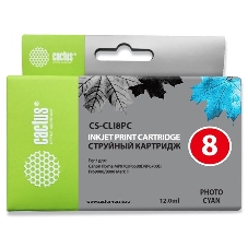 Картридж струйный Cactus CS-CLI8PC голубой (12 мл) для Canon Pixma iP6600/iP6600d/iP6700/iP6700d/MP960/MP970/PRO 9000