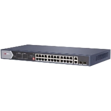 Коммутатор Hikvision DS-3E0528HP-E, 24×1 Гбит/с PoE+ + 2×1 Гбит/с + 2×1 Гбит/с SFP, неуправляемый