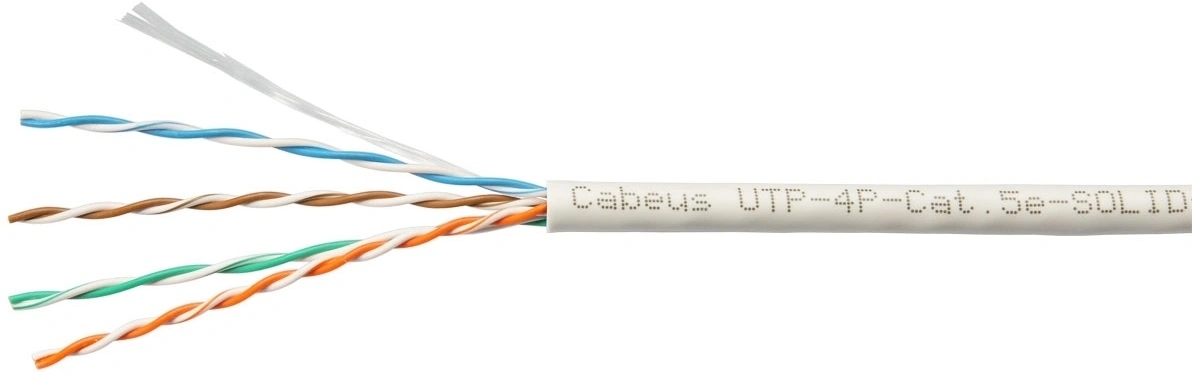 Кабель витая пара Cabeus UTP-4P-Cat.5e-SOLID-GY UTP (U/UTP), cat.5e, 4 пары 0,51мм (24 AWG), одножильный, серый (305 м)