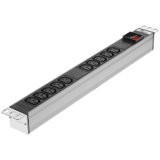 Блок розеток Rem-10 без шнура с фил. и инд., 10 IEC 60320 C13, вход IEC 60320 C14, 10A, алюм., 19