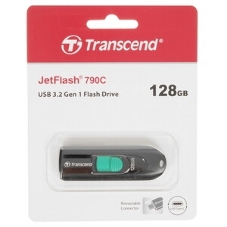 Флешка USB Transcend JetFlash 790C (TS128GJF790C), 128Gb, USB 3.2, R/W 90/60, черный/зеленый