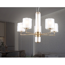 Люстра Ambrella light LH56011/5 BS/FR латунь/белый матовый E14*5 max 40W D640*1260