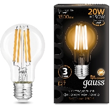 Лампа светодиодная Gauss Filament 102902120 20Вт цок.:E27 груша 220B св.свеч.бел.теп. (упак.:10шт)