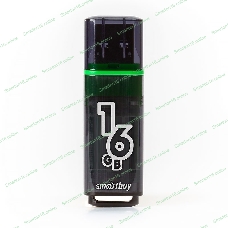 Флешка USB Smartbuy Glossy series Dark Grey (SB16 GbGS-DG), 16Gb, USB 3.0, R/W 75/30, серый/зеленый
