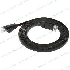 Патч-корд Greenconnect плоский прямой PROF 15.0m UTP медь, cat.6, черный, позолоченные контакты, 30 AWG, Premium ethernet high speed 10 Гбит/с, RJ45, T568B (GCR-LNC616-15.0m)