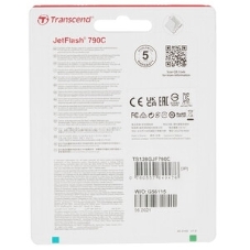 Флешка USB Transcend JetFlash 790C (TS128GJF790C), 128Gb, USB 3.2, R/W 90/60, черный/зеленый