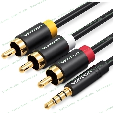 Кабель Vention аудио Jack 3,5 мм M/3RCA M - 1.5м Черный