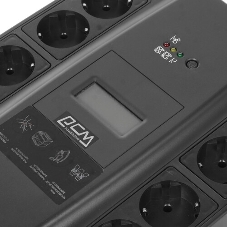 Источник бесперебойного питания Powercom Back-UPS SPIDER, Line-Interactive, LCD, AVR, 900VA/540W, Schuko, USB, black (1456263)