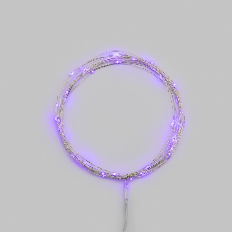 Гирлянда светодиодная Роса 5м 50 LED ФИОЛЕТОВЫЙ IP20 2хАА (в комплект не входят) NEON-NIGHT