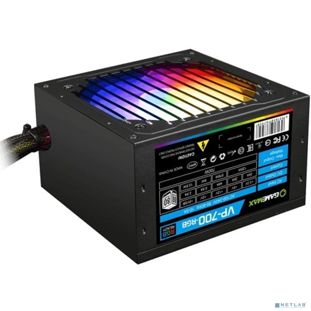 Блок питания GameMax VP-700-RGb, 700Вт, 80 PLUS Bronze, 120мм, черный