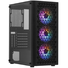 Компьютерный корпус Miditower ExeGate EVO-9202 (ATX, без БП, с окном, 1*USB+1*USB 3.0, аудио, 3 вент. 12см с RGb подсветкой)